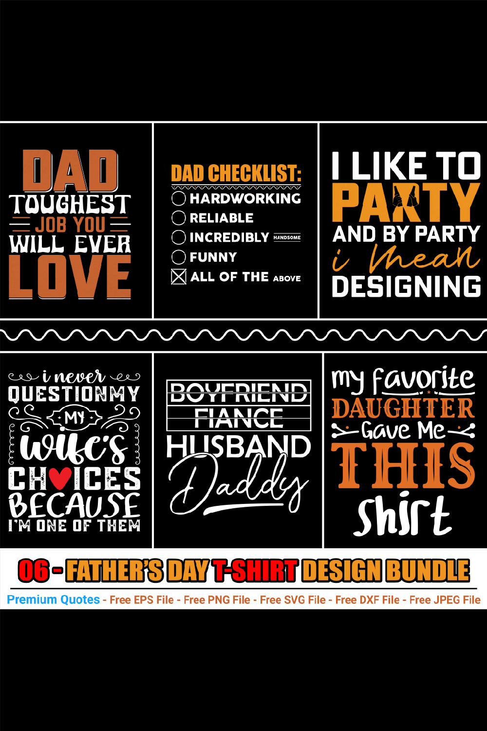 Father’s Day T-shirt Design Bundle pinterest preview image.