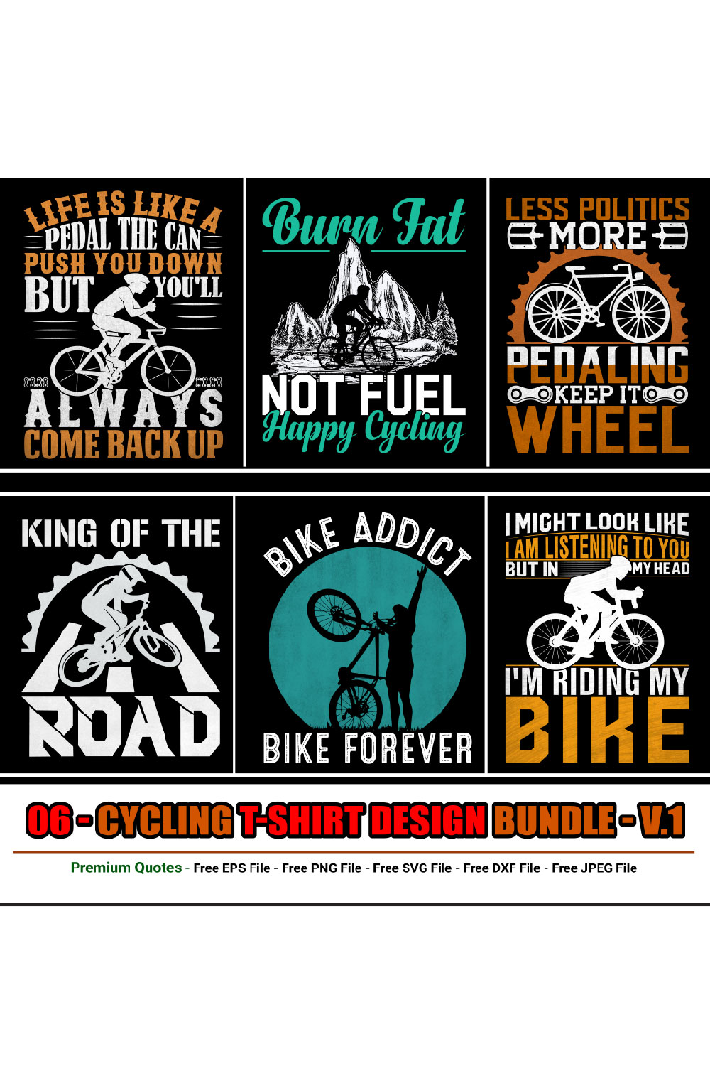 Cycling t-shirt design bundle pinterest preview image.