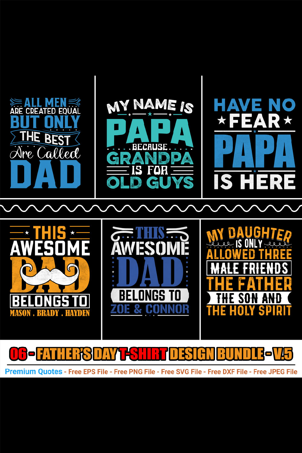 Father’s Day T-shirt Design Bundle pinterest preview image.