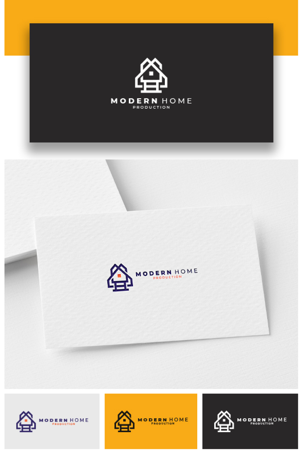 Business card with a house logo on it.