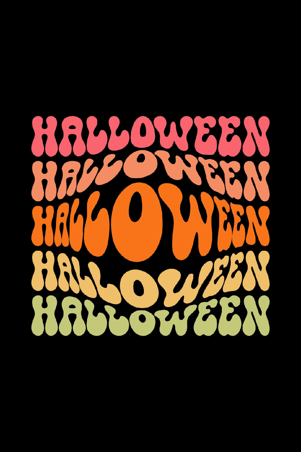 Hallowen text warp typography t-shirt design pinterest preview image.