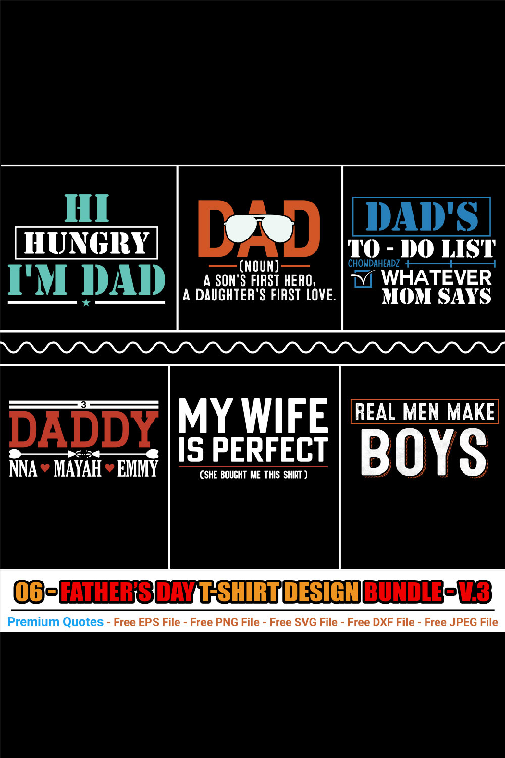 Father’s Day T-shirt Design Bundle pinterest preview image.