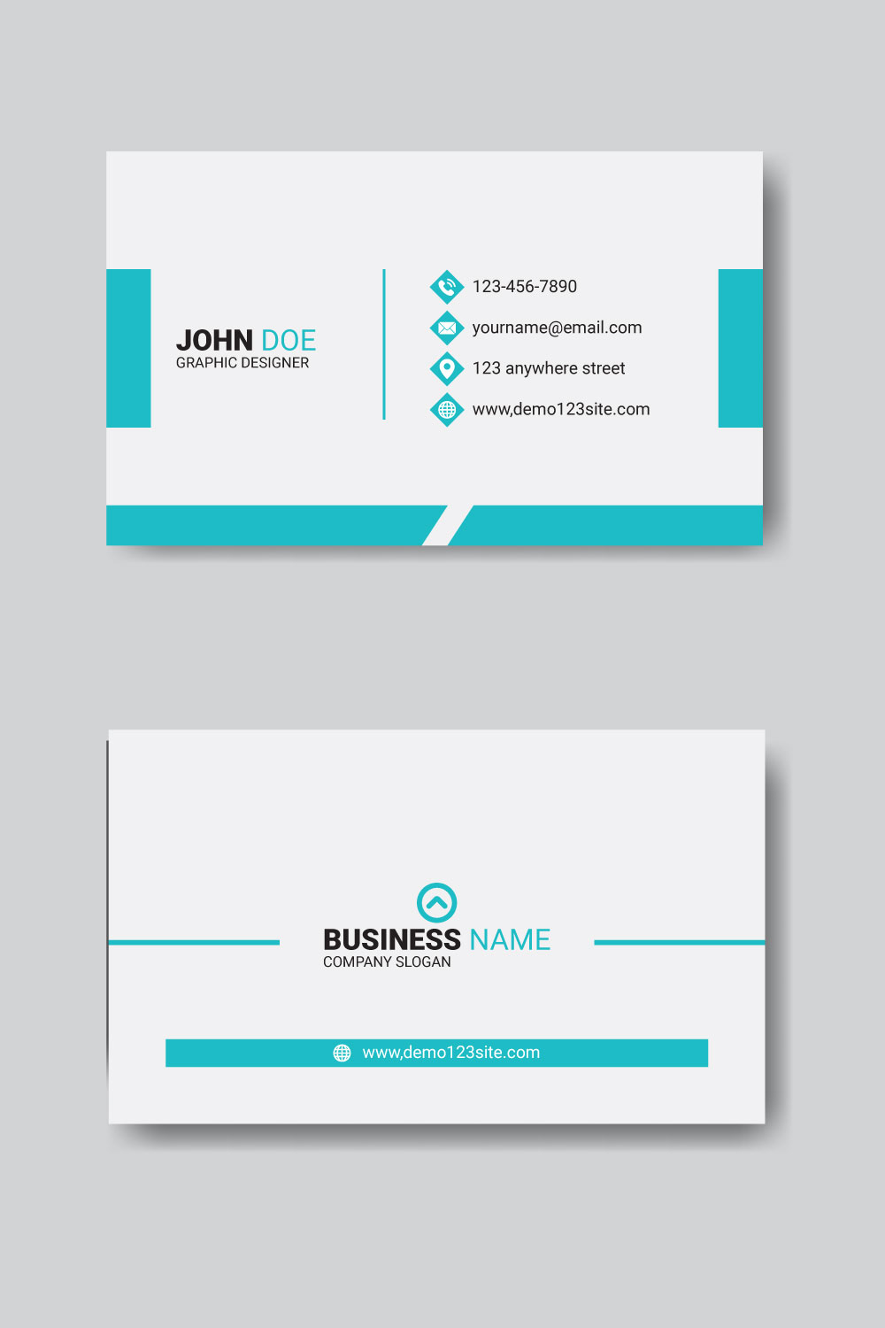 Simple clean blue business card template design pinterest preview image.