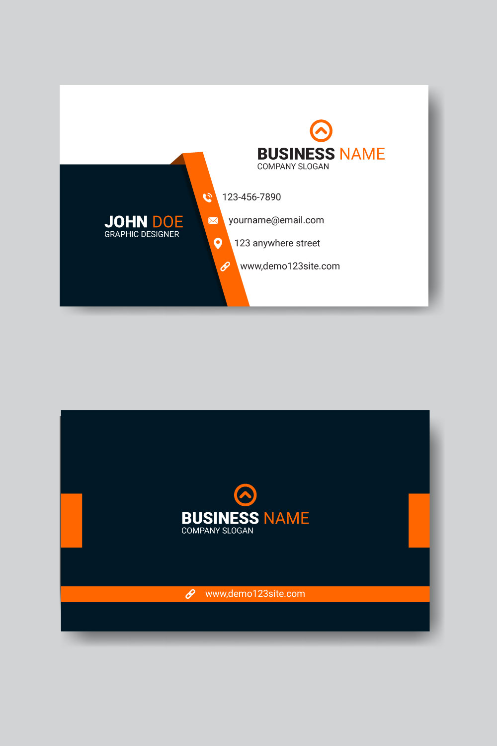 Creative modern orange color business card template vector pinterest preview image.