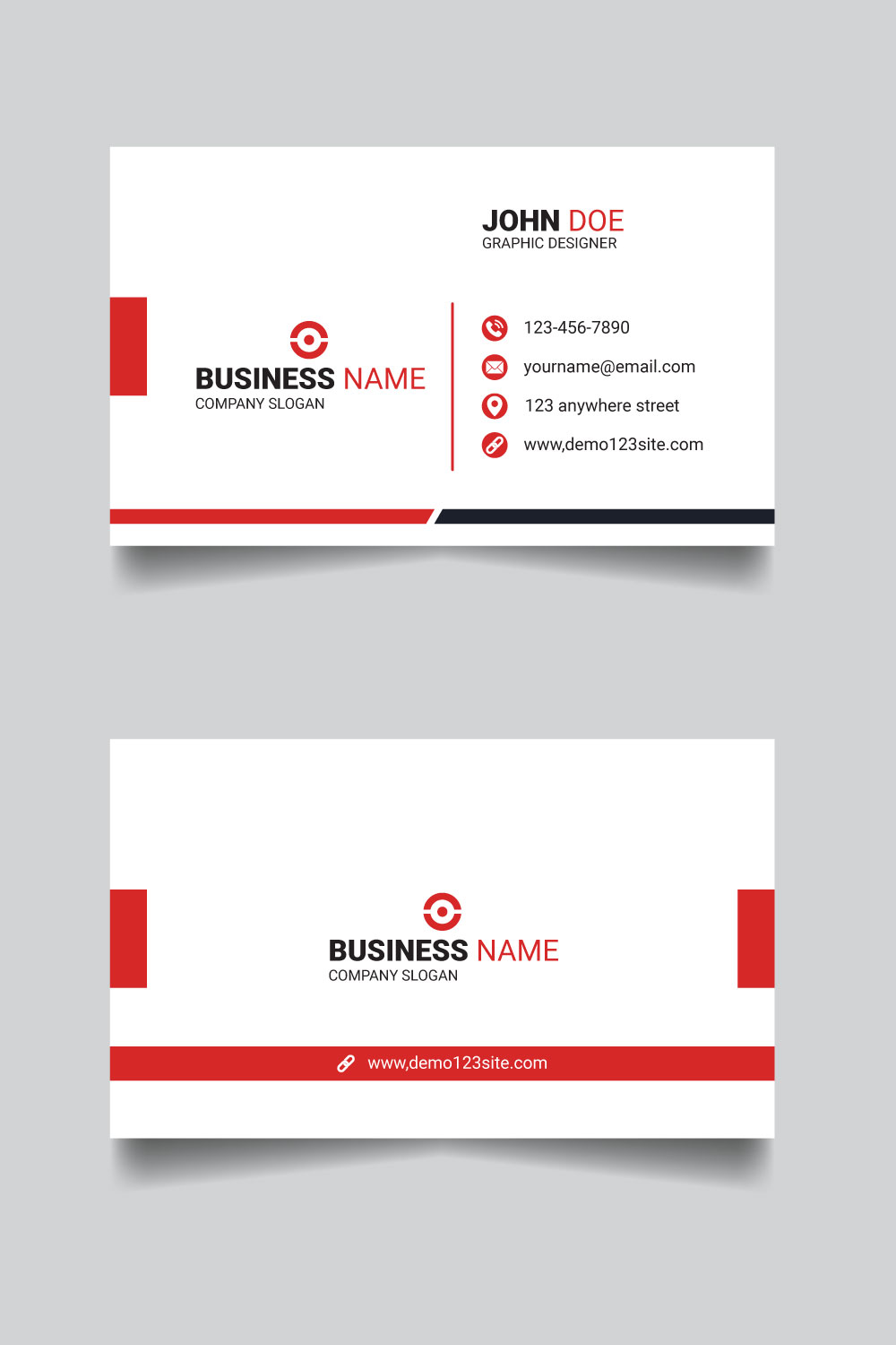Corporate modern business card, Simple clean business card layout design pinterest preview image.