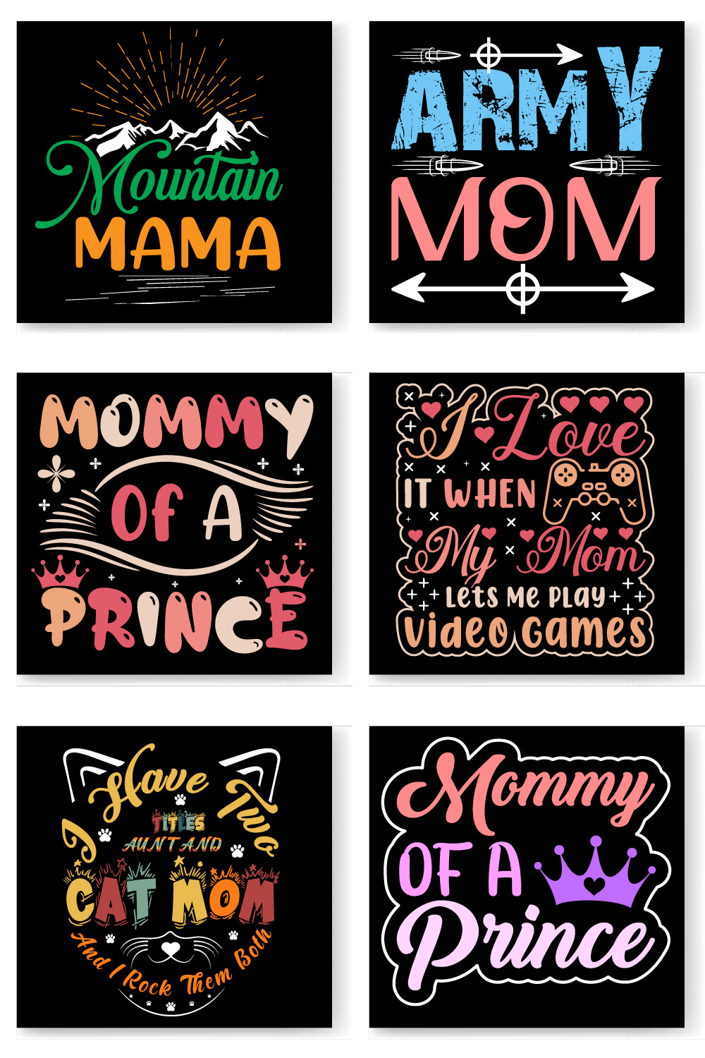 Mother’s day t-shirt design bundle, mother’s day design, Happy mother’s day pinterest preview image.