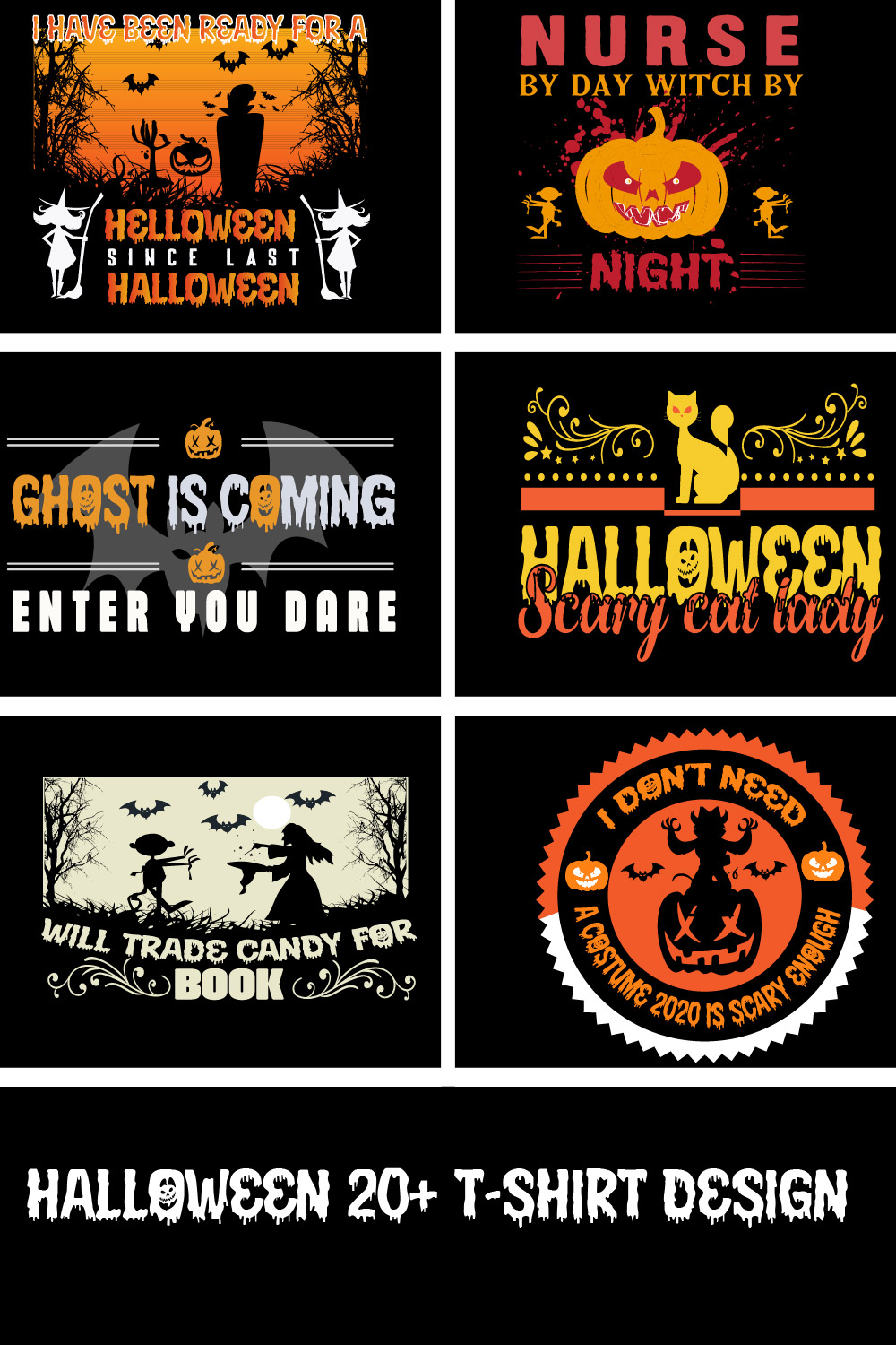 HALLOWEEN AWESOME T SHIRT DESIGN BUNDLE pinterest preview image.