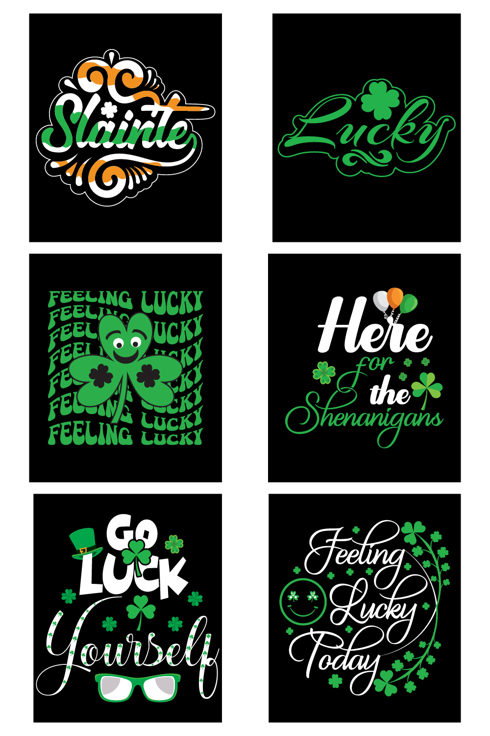 6 St Patrick’s Day Bundle T-shirt Design pinterest preview image.