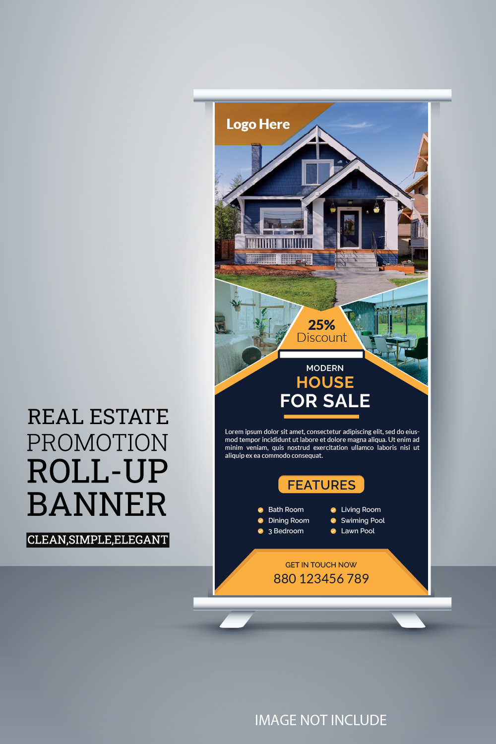 Creative Real estate house property for sale rack card DL flayer template pinterest preview image.