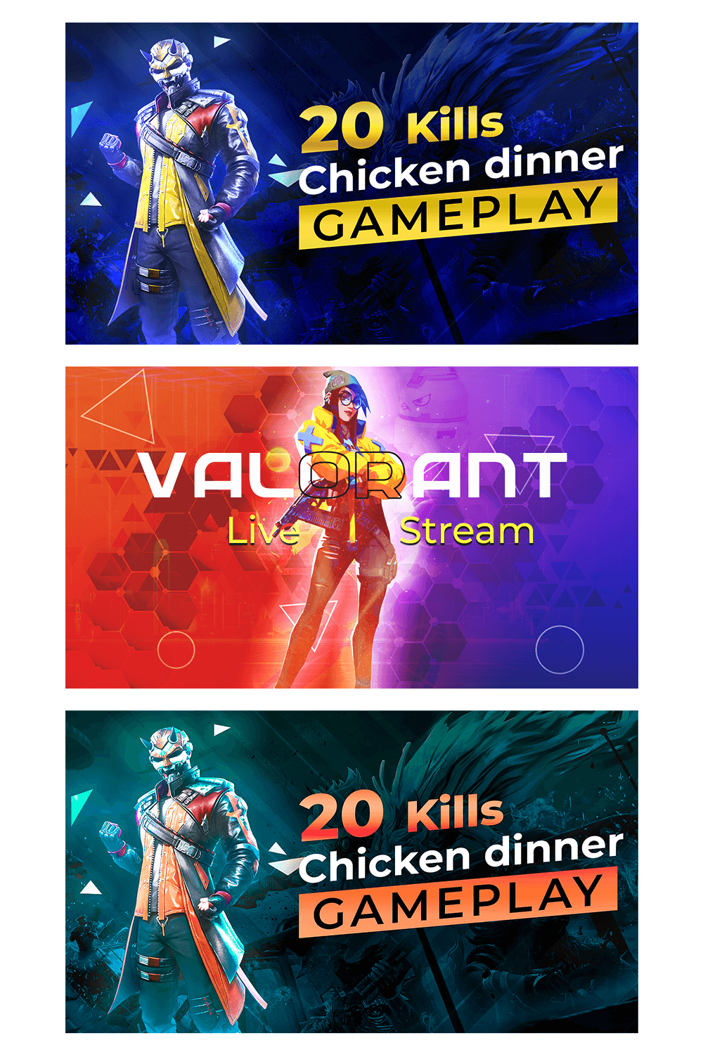 2 Gaming Thumbnails Editable template pinterest preview image.