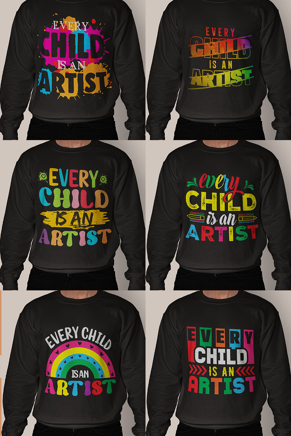 Custom Graphics Kids T-shirt Designs bundle pinterest preview image.