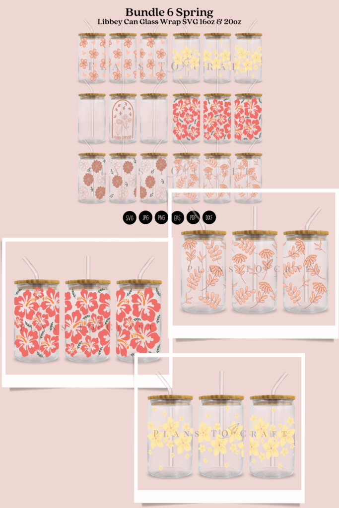 Bundle 6 Spring Libbey Can Glass Wrap SVG 16oz 20oz - MasterBundles
