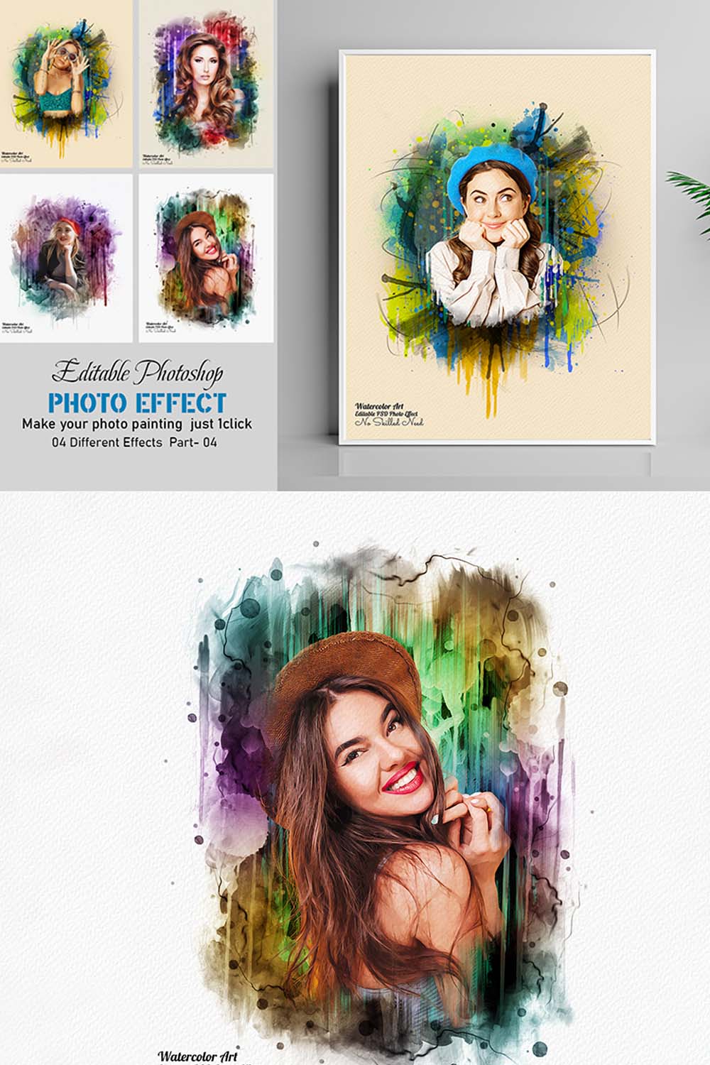 Editable Photoshop Photo Effect pinterest preview image.
