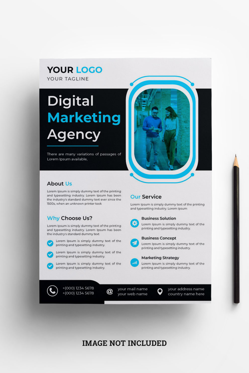 Corporate digital marketing flyer design template pinterest preview image.