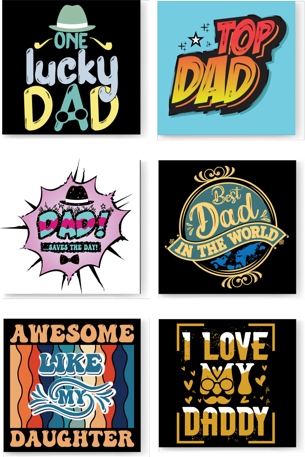 Father's day t-shirt design bundle, Dad t-shirt design, papa t shirt pinterest preview image.