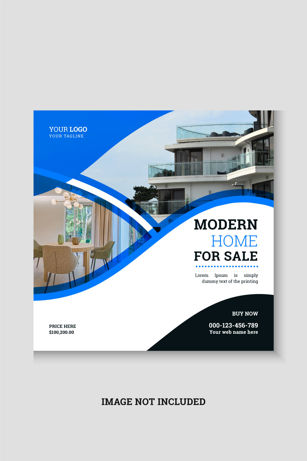 Modern real estate social media post or banner template pinterest preview image.