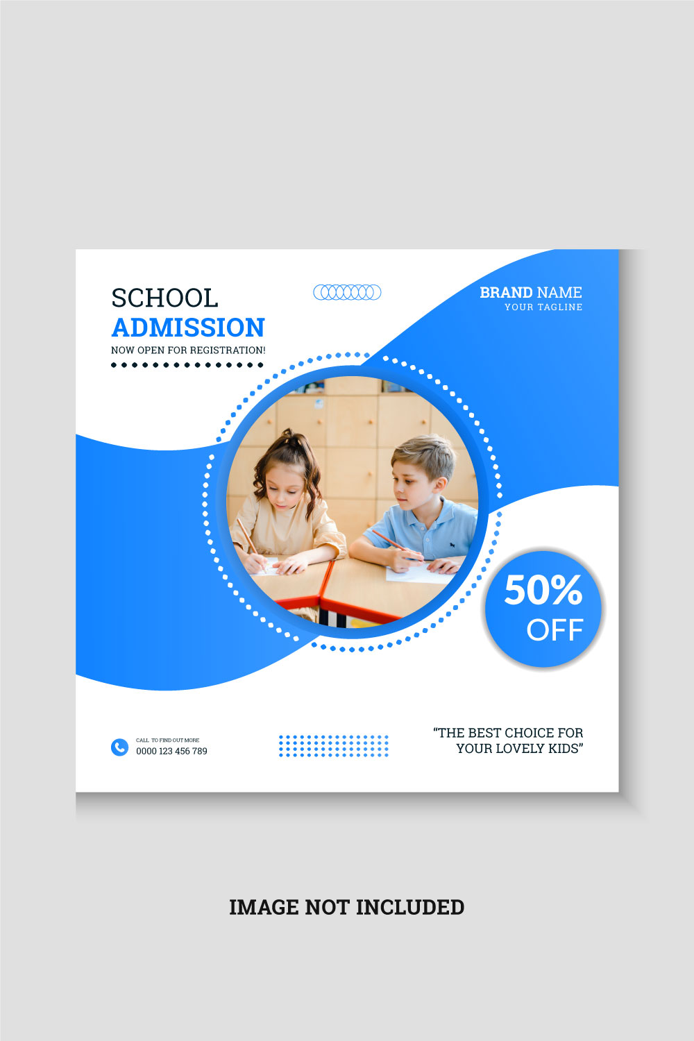 Back to school admission social media post template pinterest preview image.