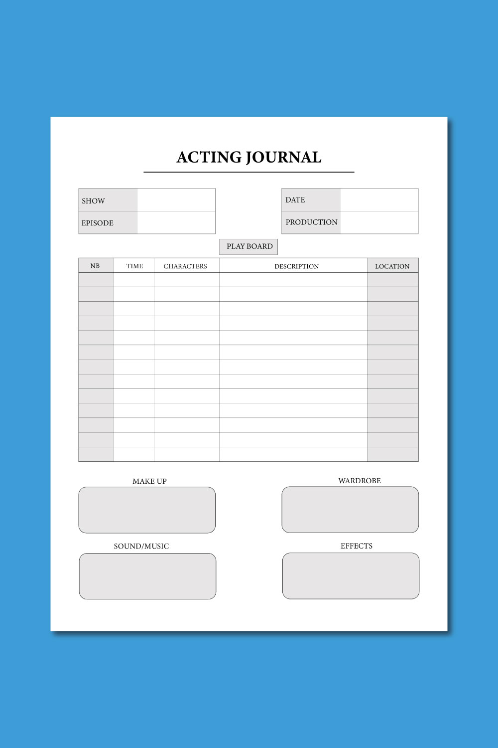 Acting Journal - KDP Interior pinterest preview image.