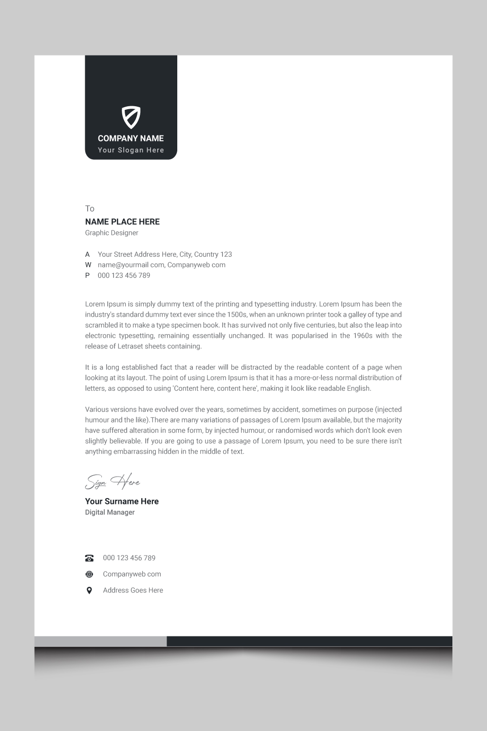 Corporate business letterhead template design pinterest preview image.