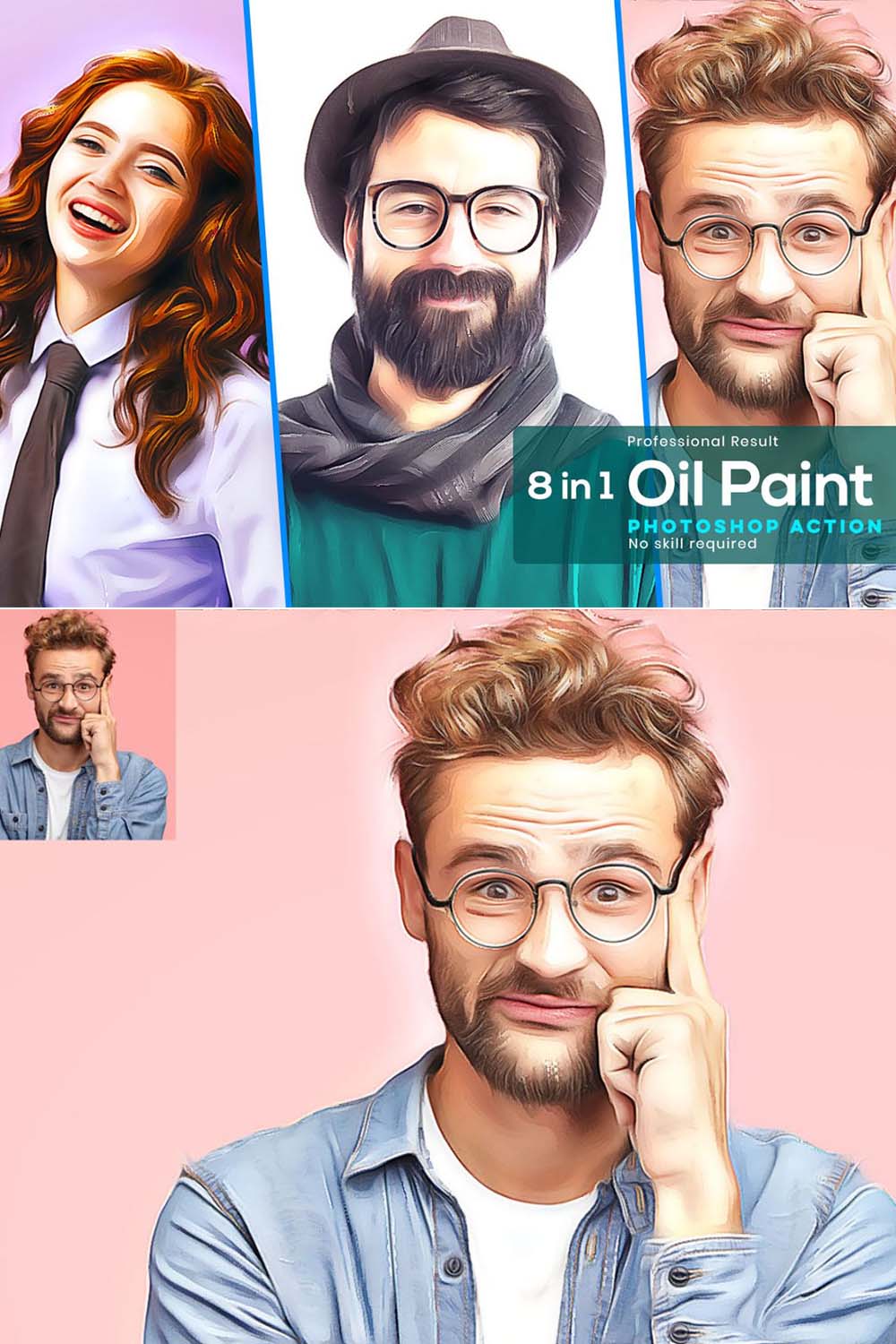 Oil Paint Photoshop Action pinterest preview image.