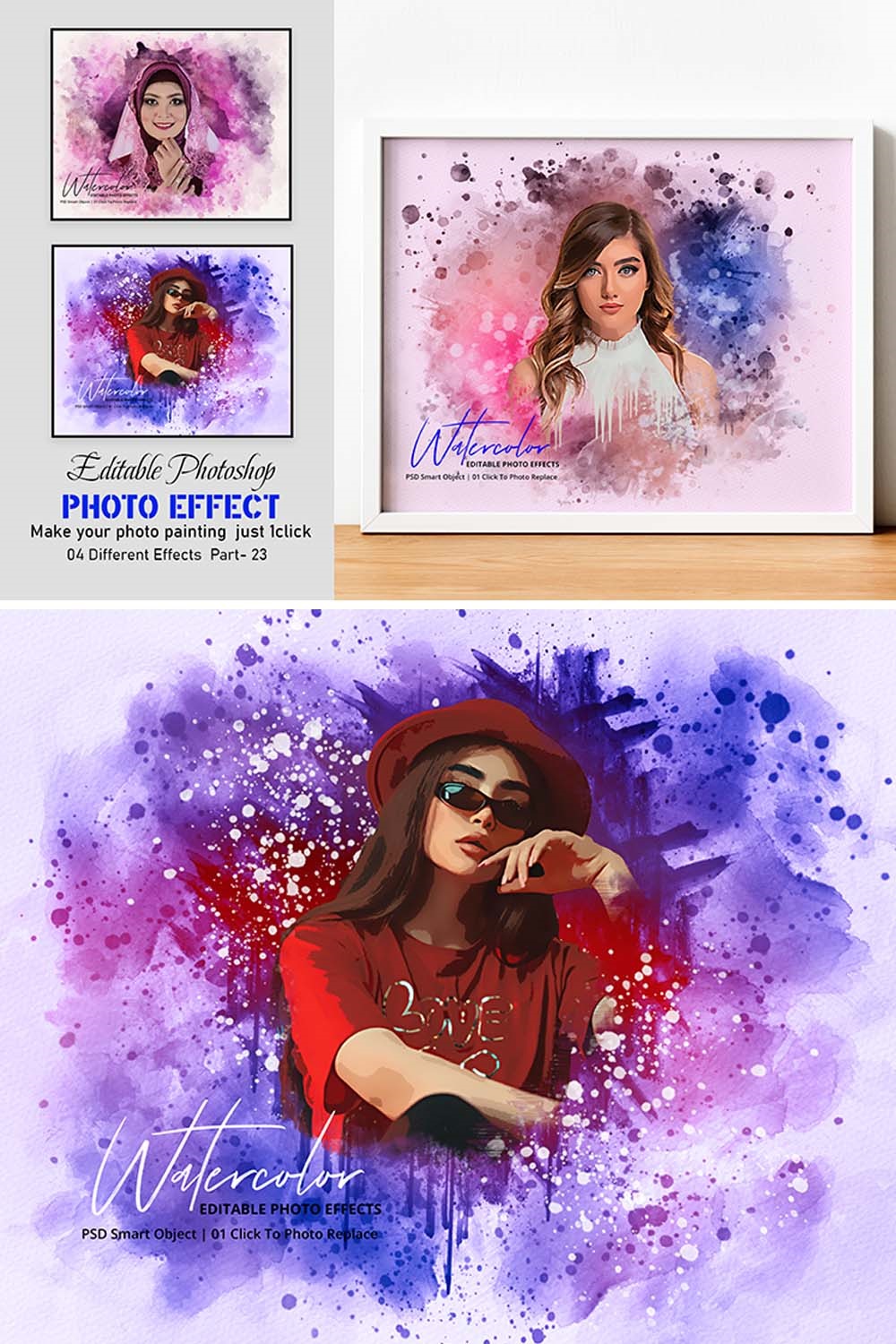 Editable Colorful Painting Effect pinterest preview image.