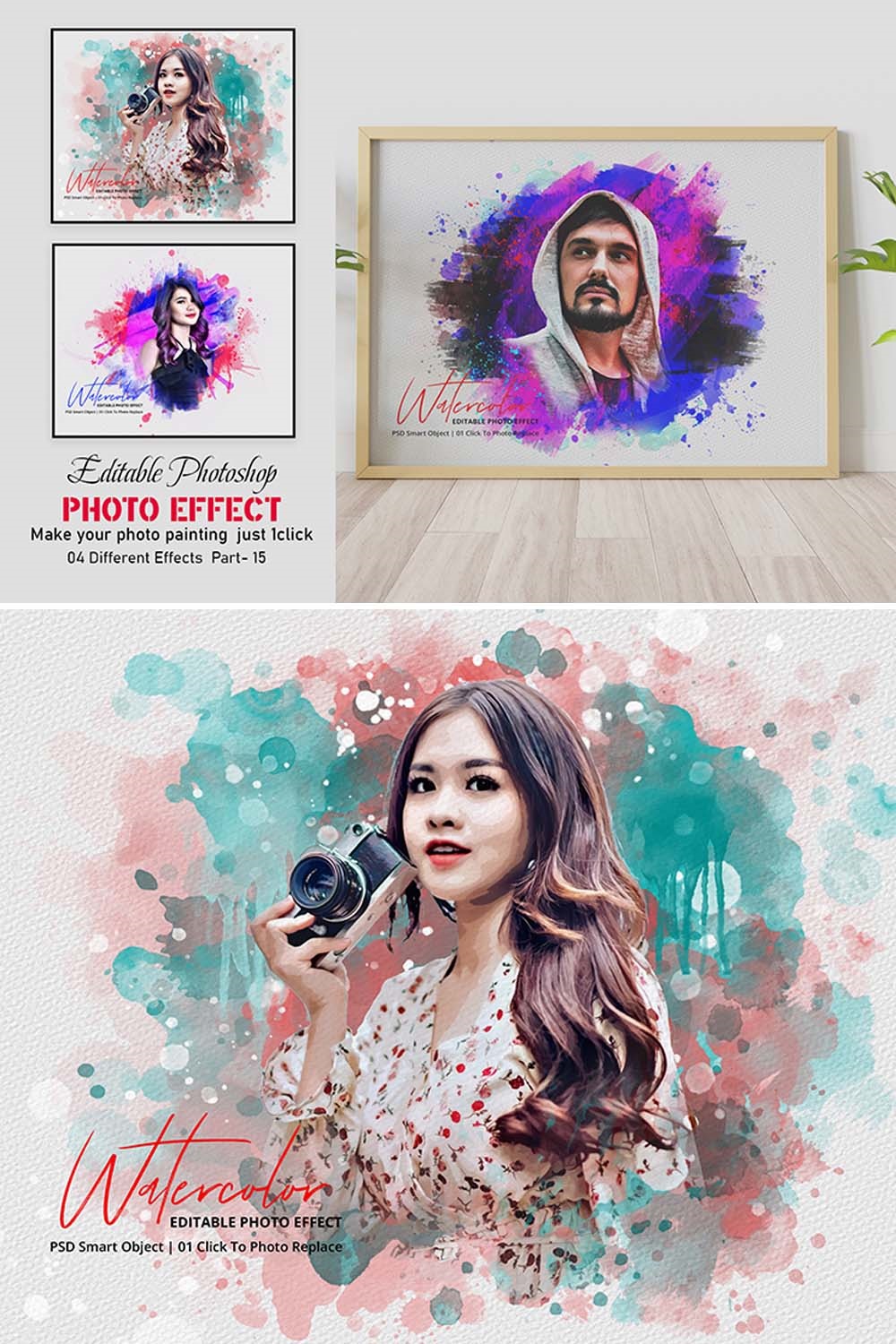 Editable Painting Photoshop Effect pinterest preview image.