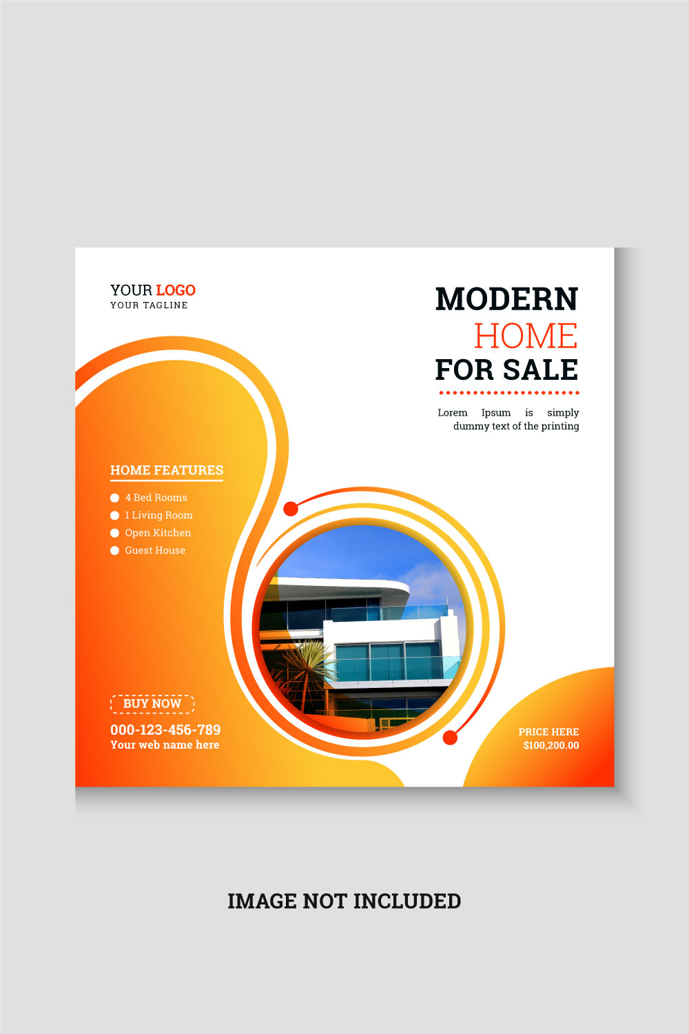 Modern real estate social media post or web banner pinterest preview image.