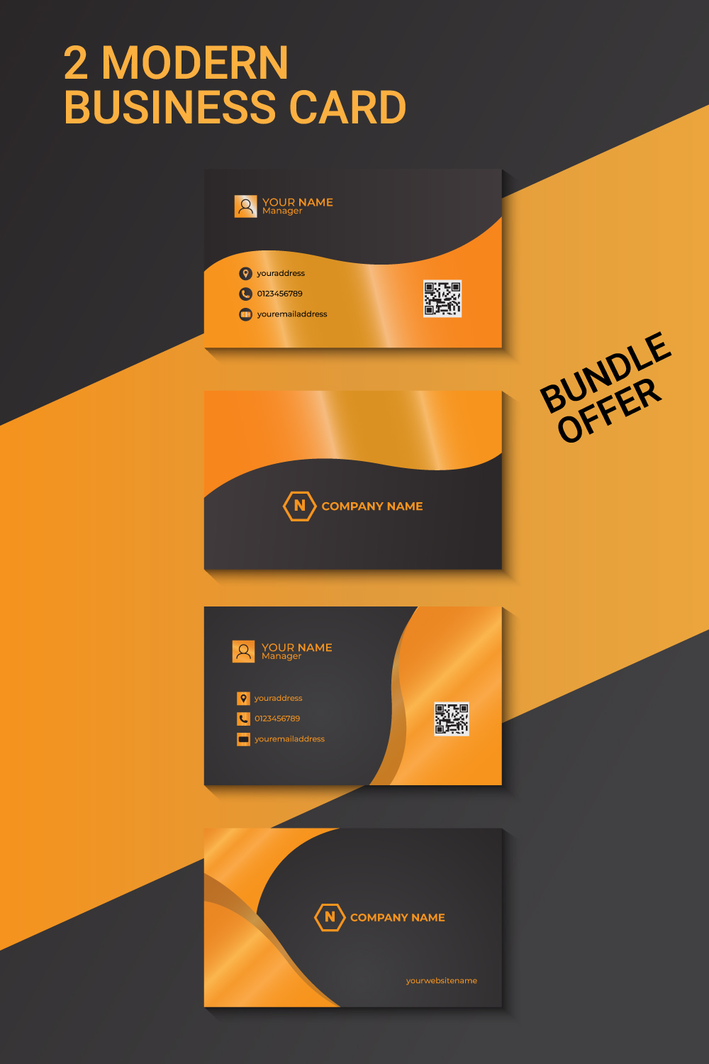 2 modern luxury business card template pinterest preview image.