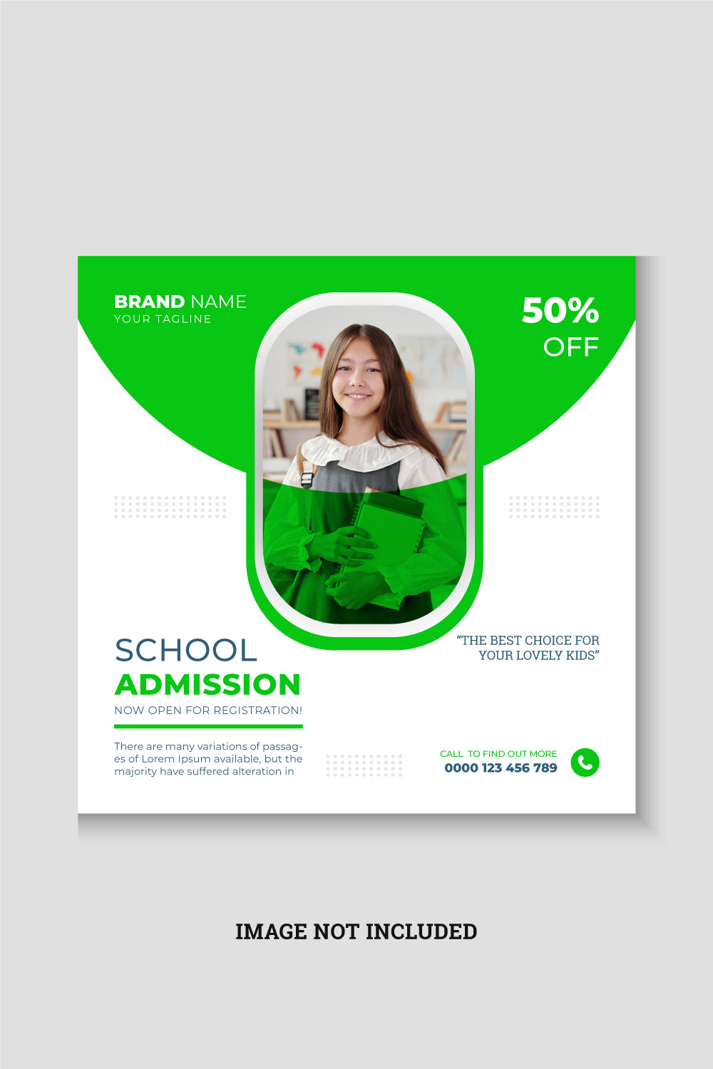 School education admission social media post design template pinterest preview image.