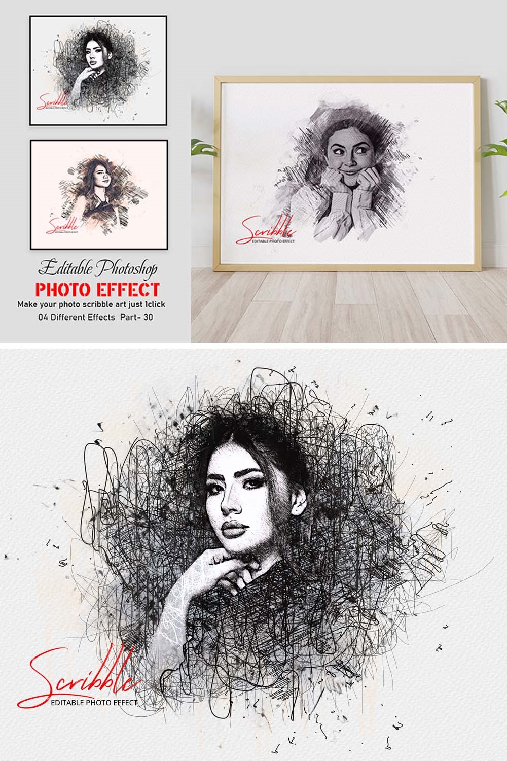 Scribble Photo Art Effect pinterest preview image.