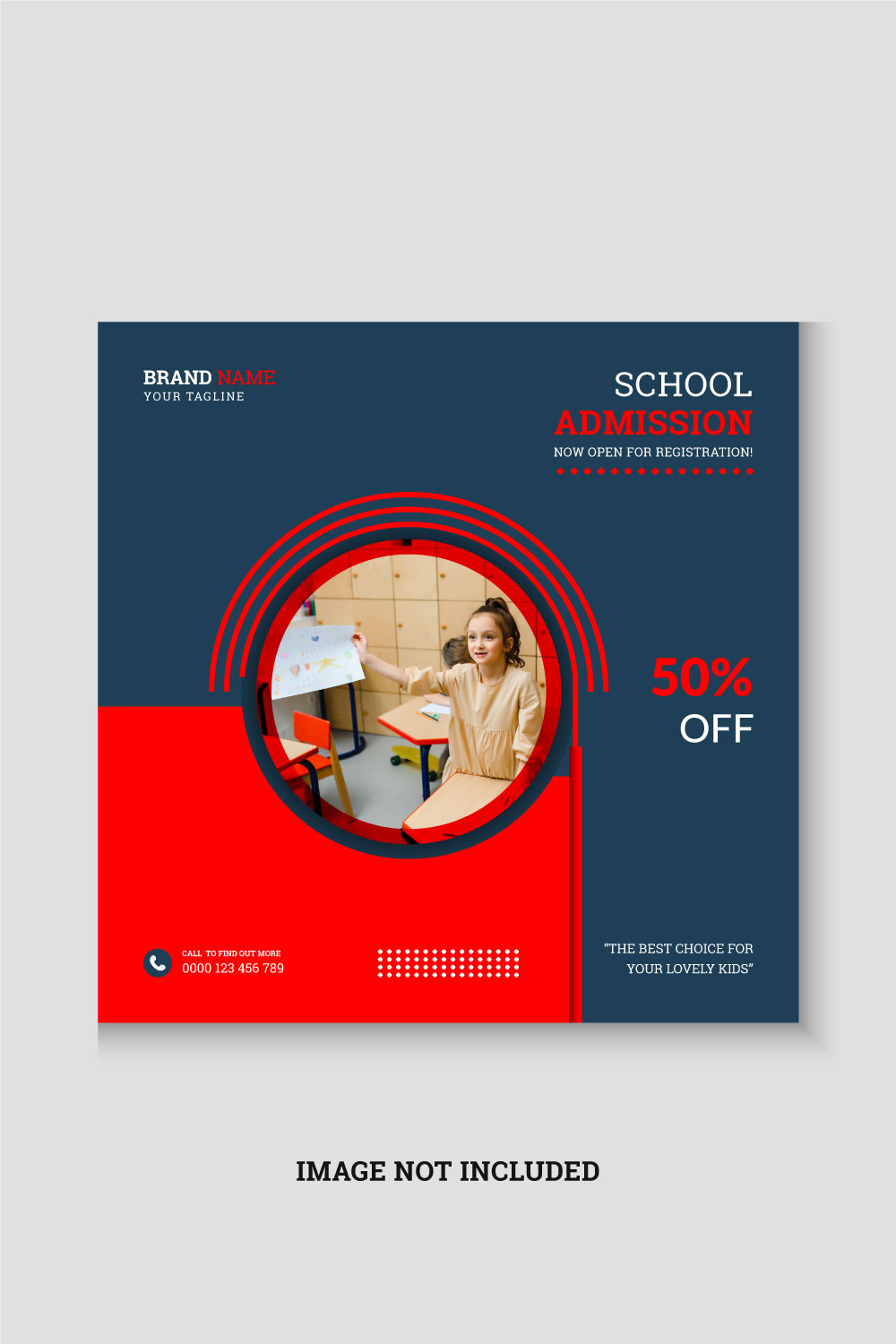 Back to school admission social media post template pinterest preview image.