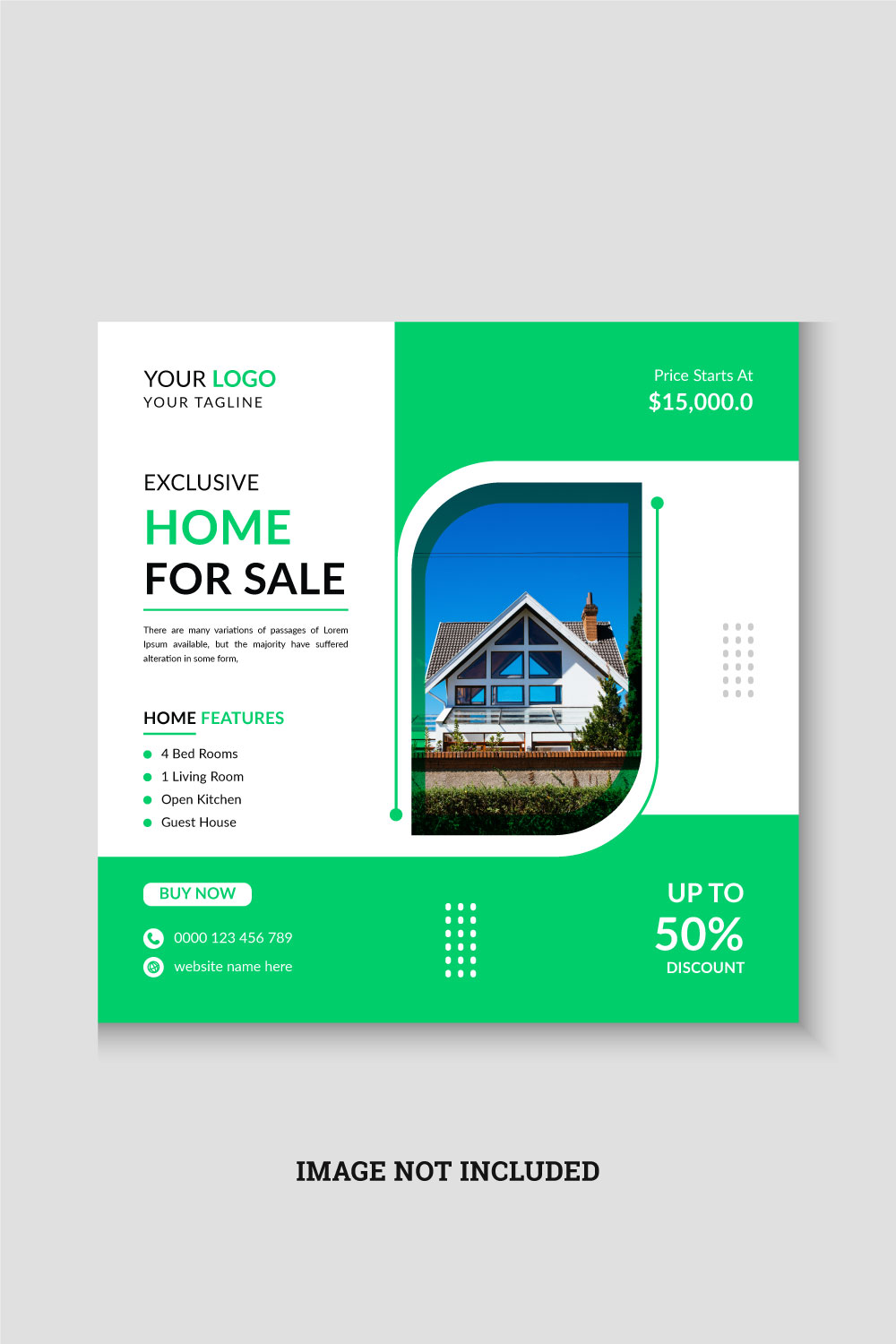 Modern and creative real estate social media post or banner template pinterest preview image.