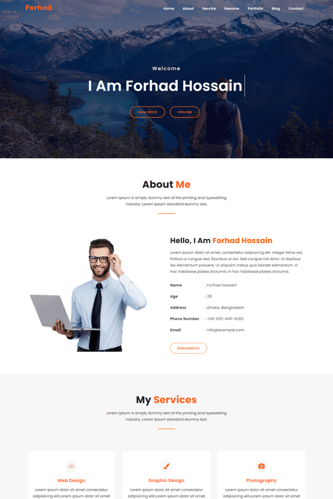 Personal Portfolio Resume Template - MasterBundles