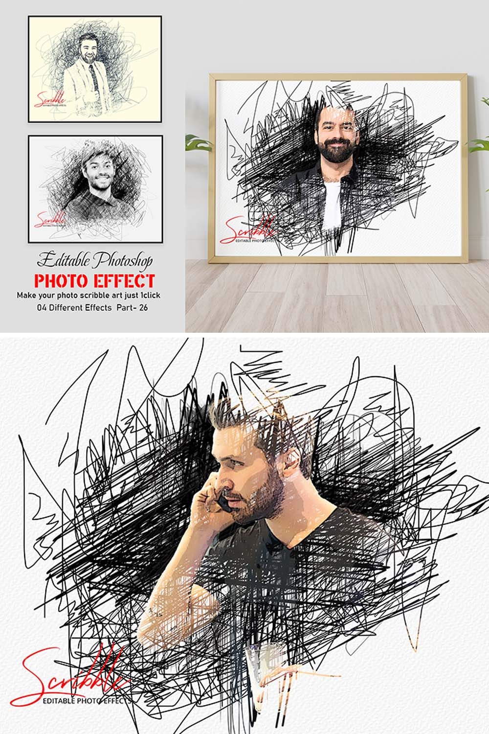 Photo Effect Scribble Art pinterest preview image.