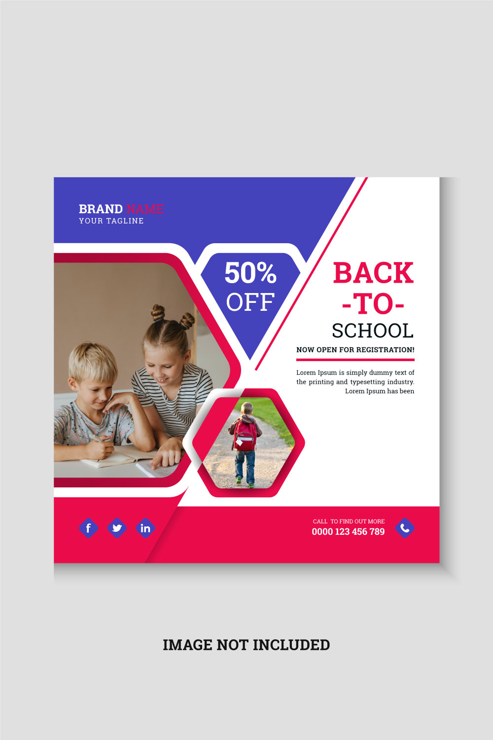 back to school admission web banner template pinterest preview image.