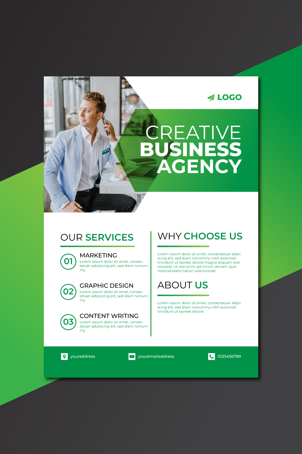 modern business flyer design, flyer template only for $4 pinterest preview image.