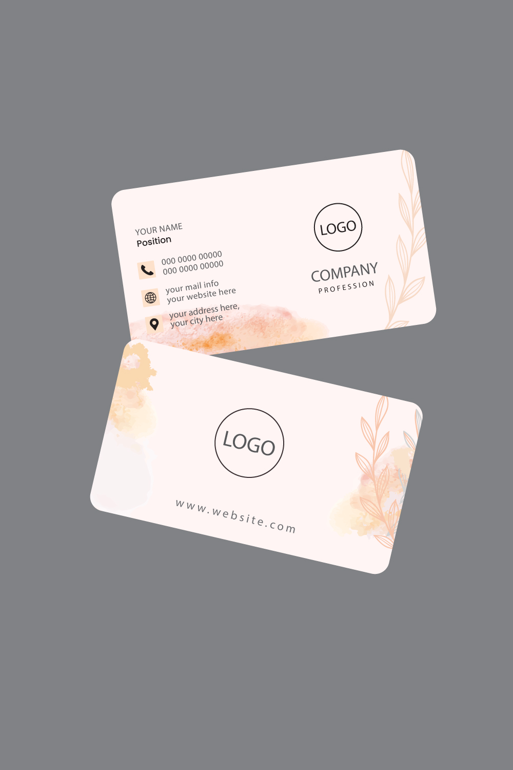 Beauty Business card Design pinterest preview image.