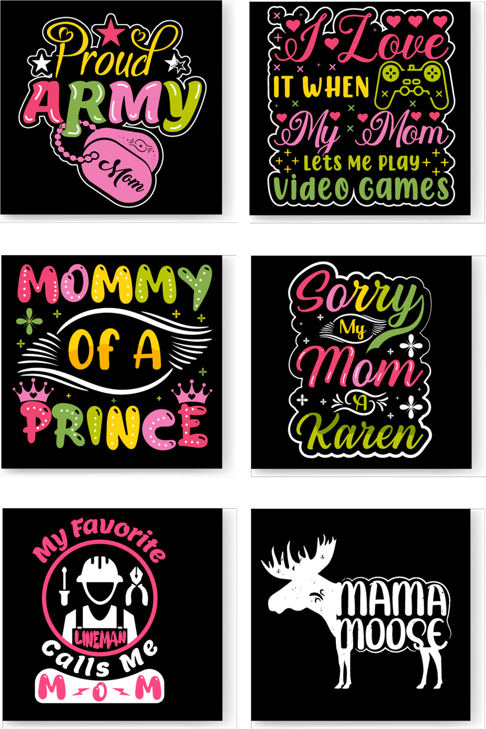 Mother's day t-shirt design bundle, mother's day design, Happy mother's day pinterest preview image.