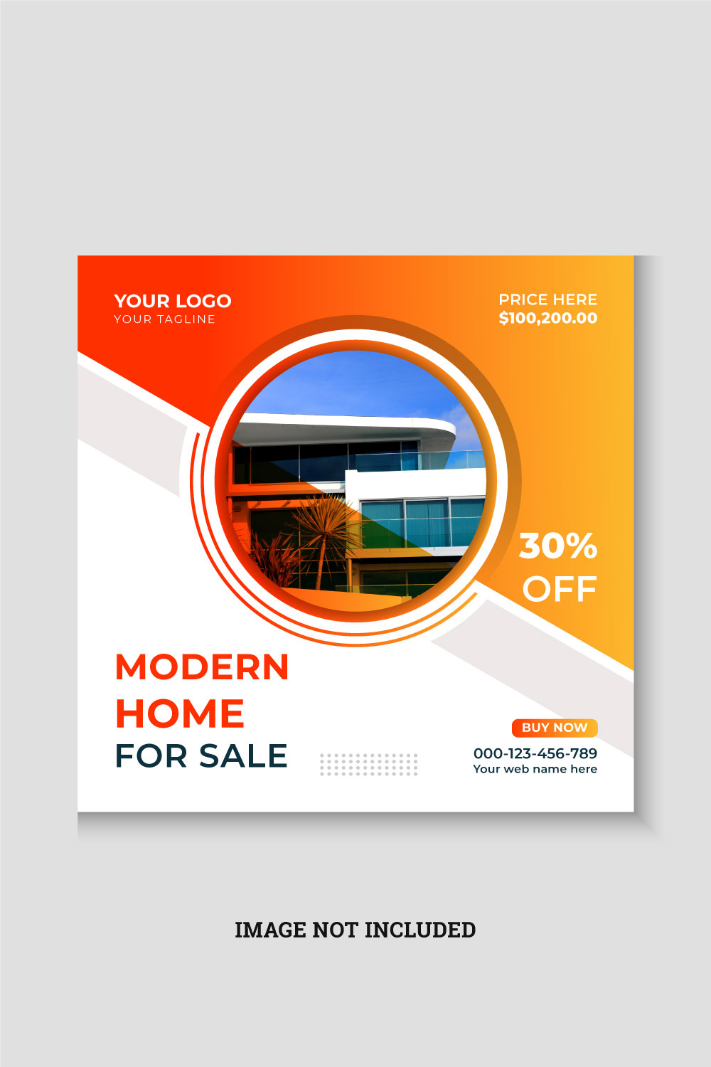 Modern and creative real estate agency social media post design template pinterest preview image.