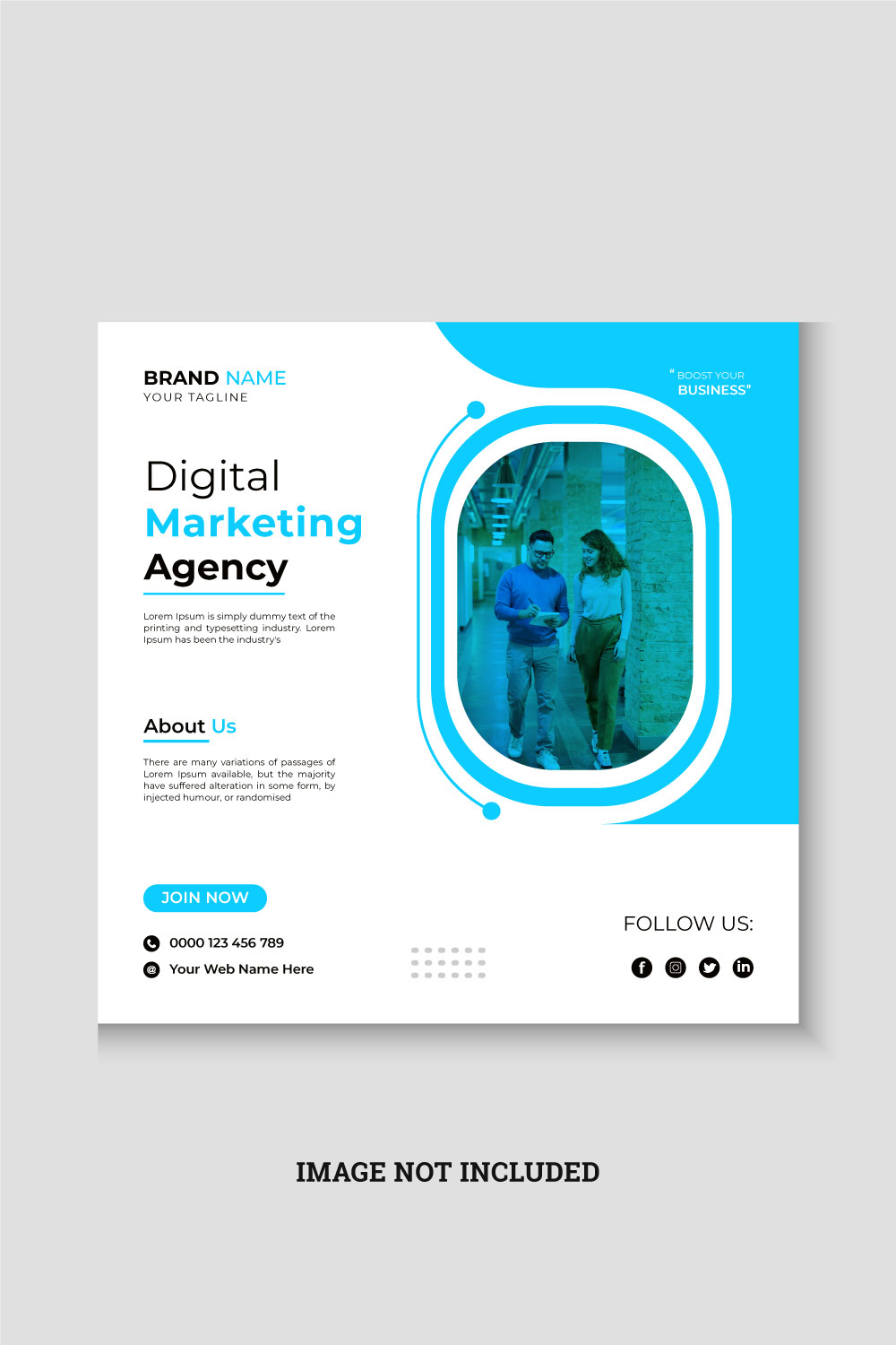 Digital marketing agency social media post and instagram post banner template pinterest preview image.