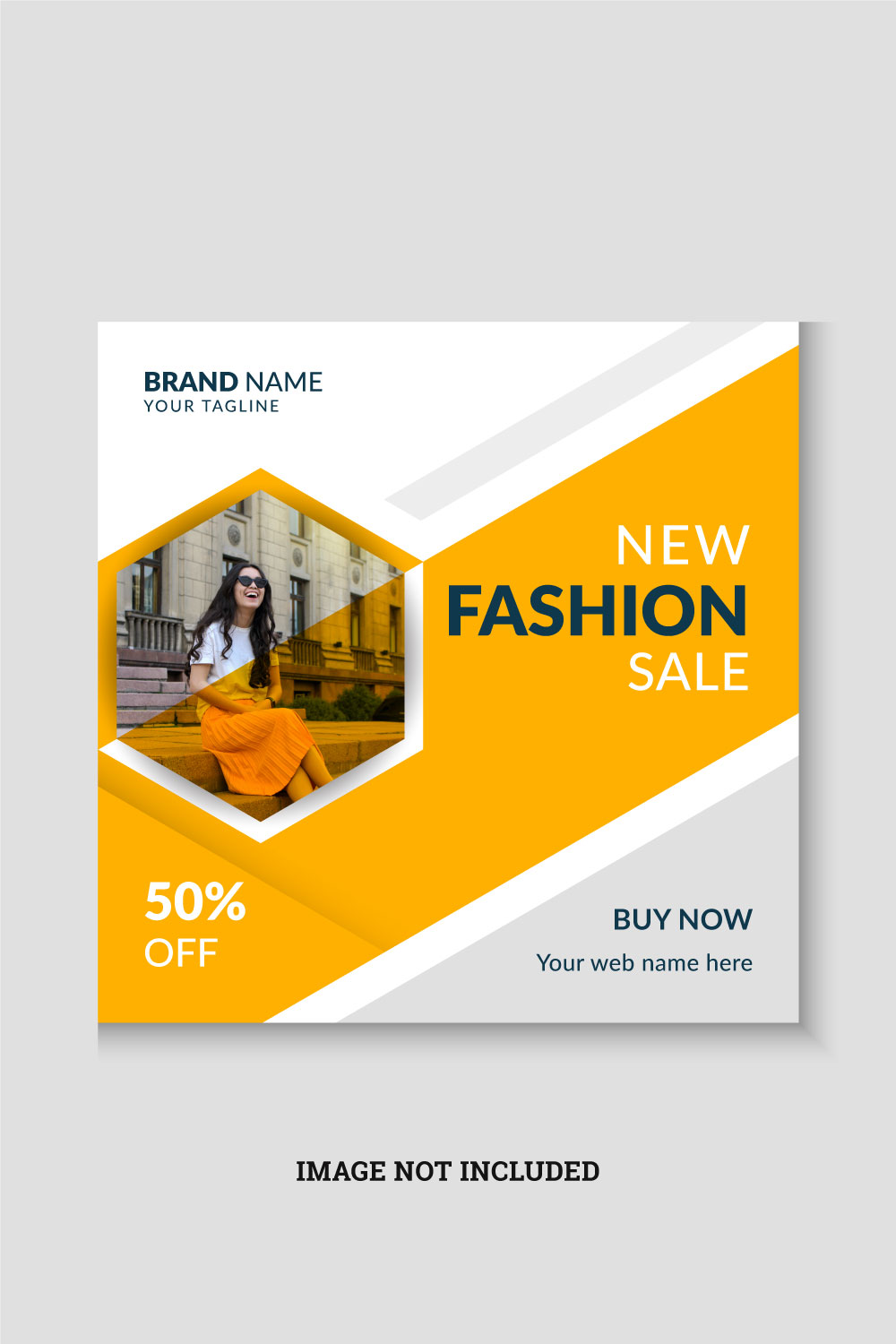 Fashion sale social media post and web banner design template pinterest preview image.
