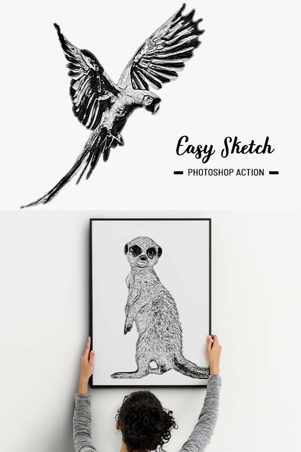 Easy Sketch Photoshop Action pinterest preview image.