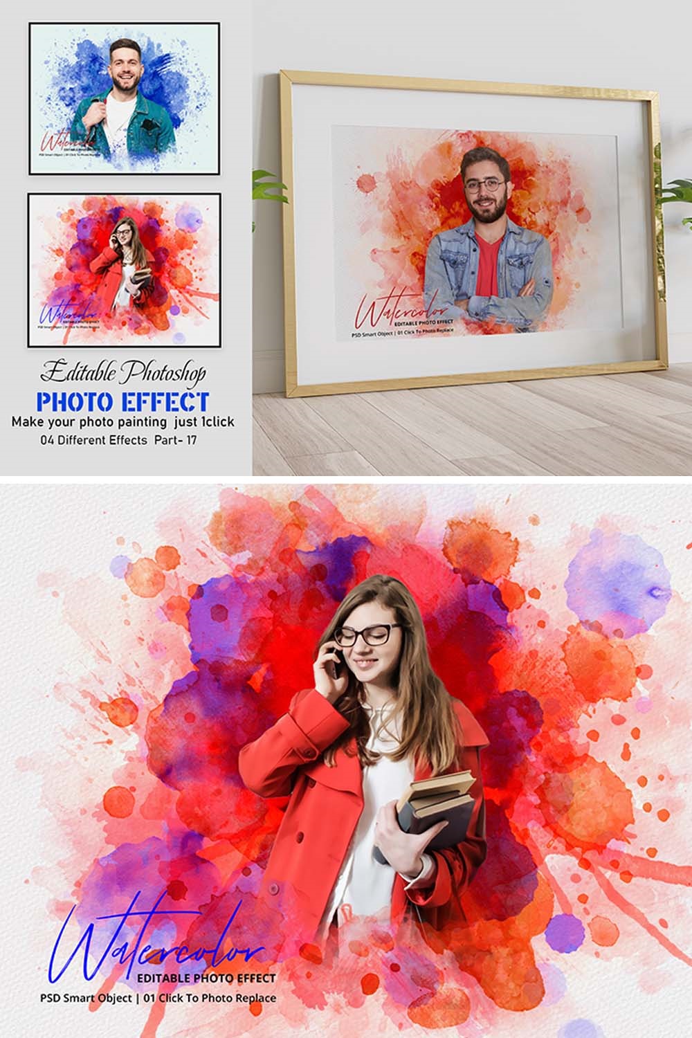 Colorful Painting Photoshop Effect pinterest preview image.