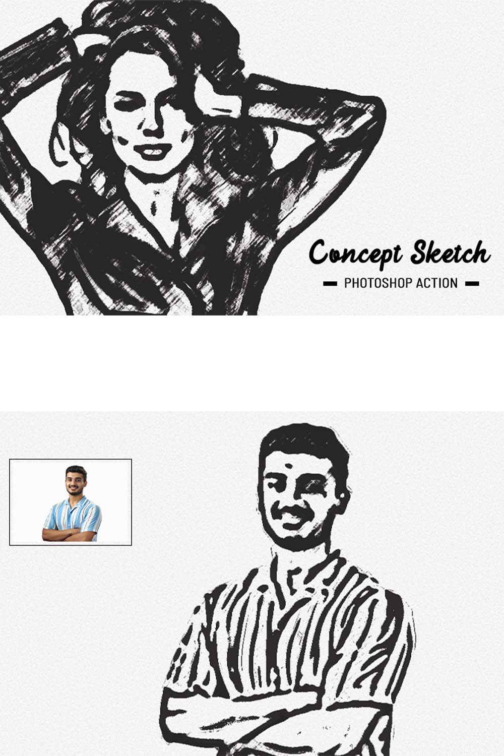 Concept Sketch Photoshop Action pinterest preview image.