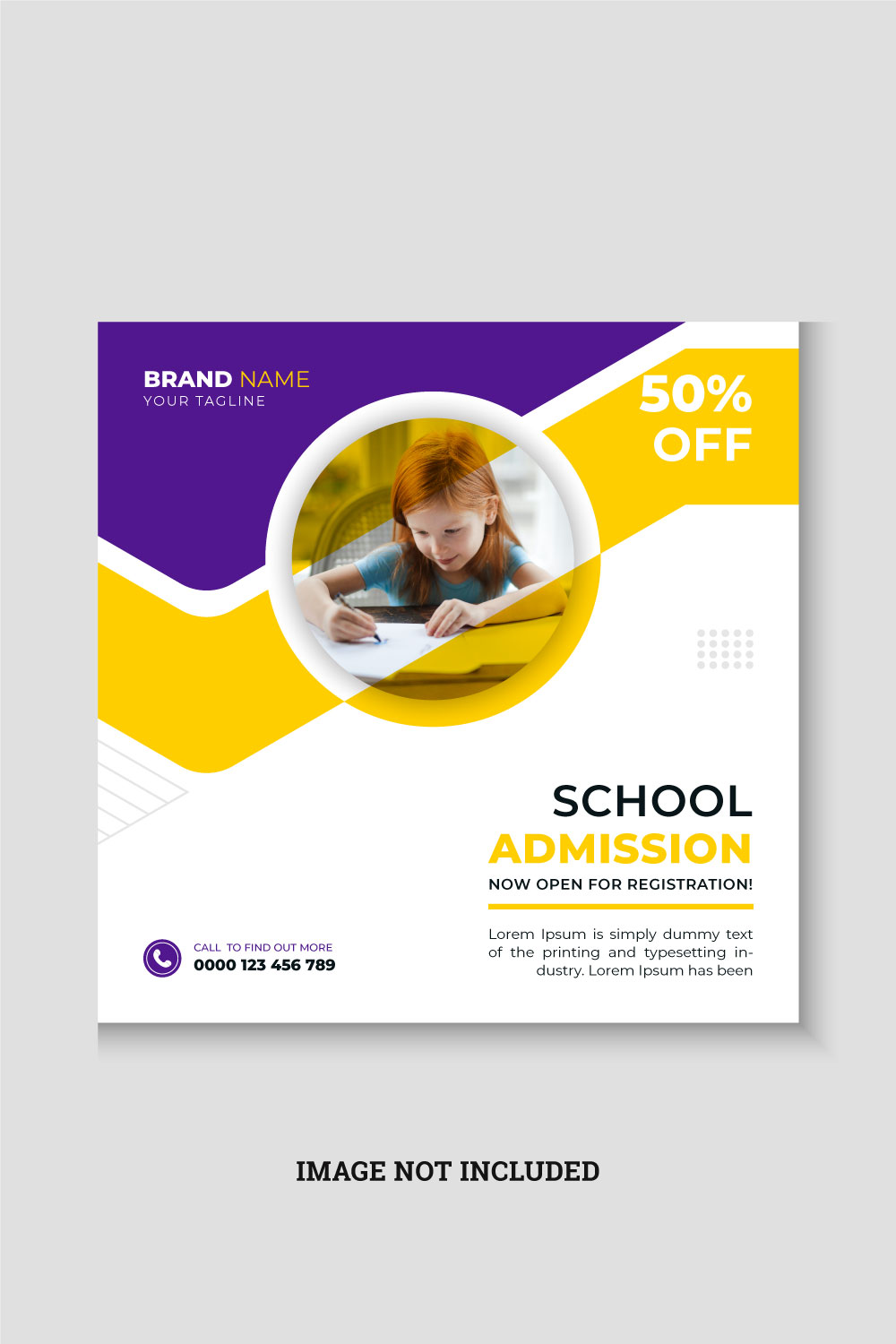 Back to school admission instagram post template pinterest preview image.