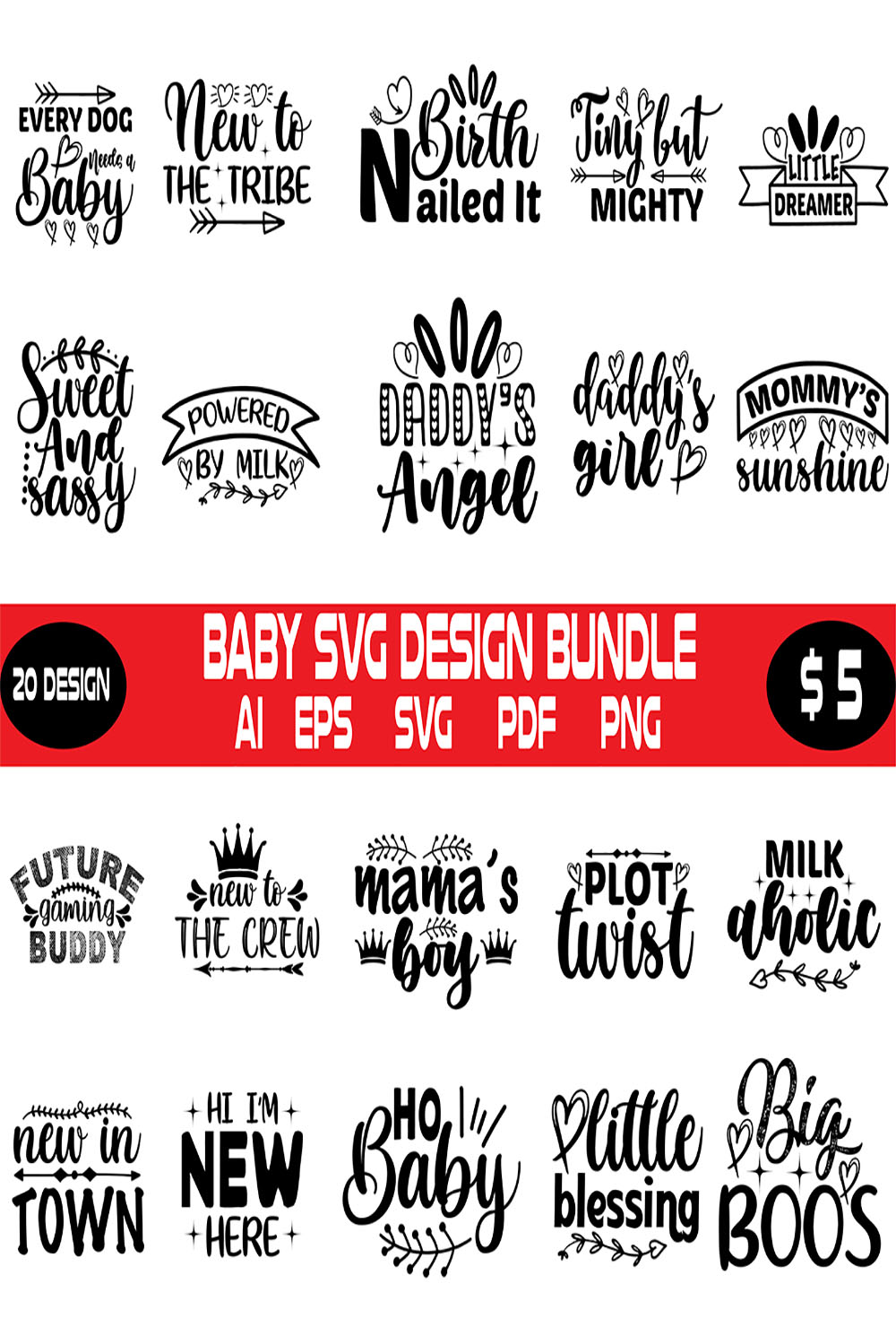 Baby Svg Design Bundle pinterest preview image.
