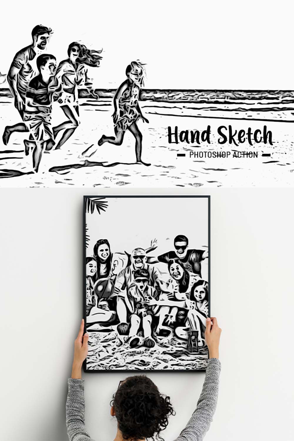 Hand Sketch Photoshop Action pinterest preview image.