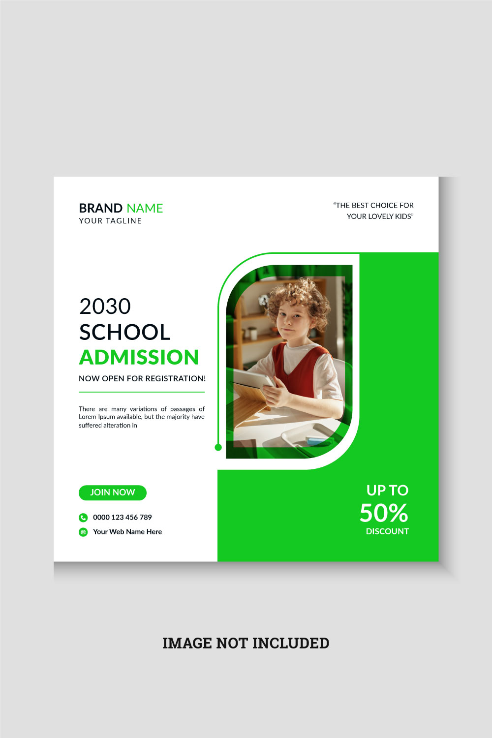 Back to school admission social media post or web banner template pinterest preview image.