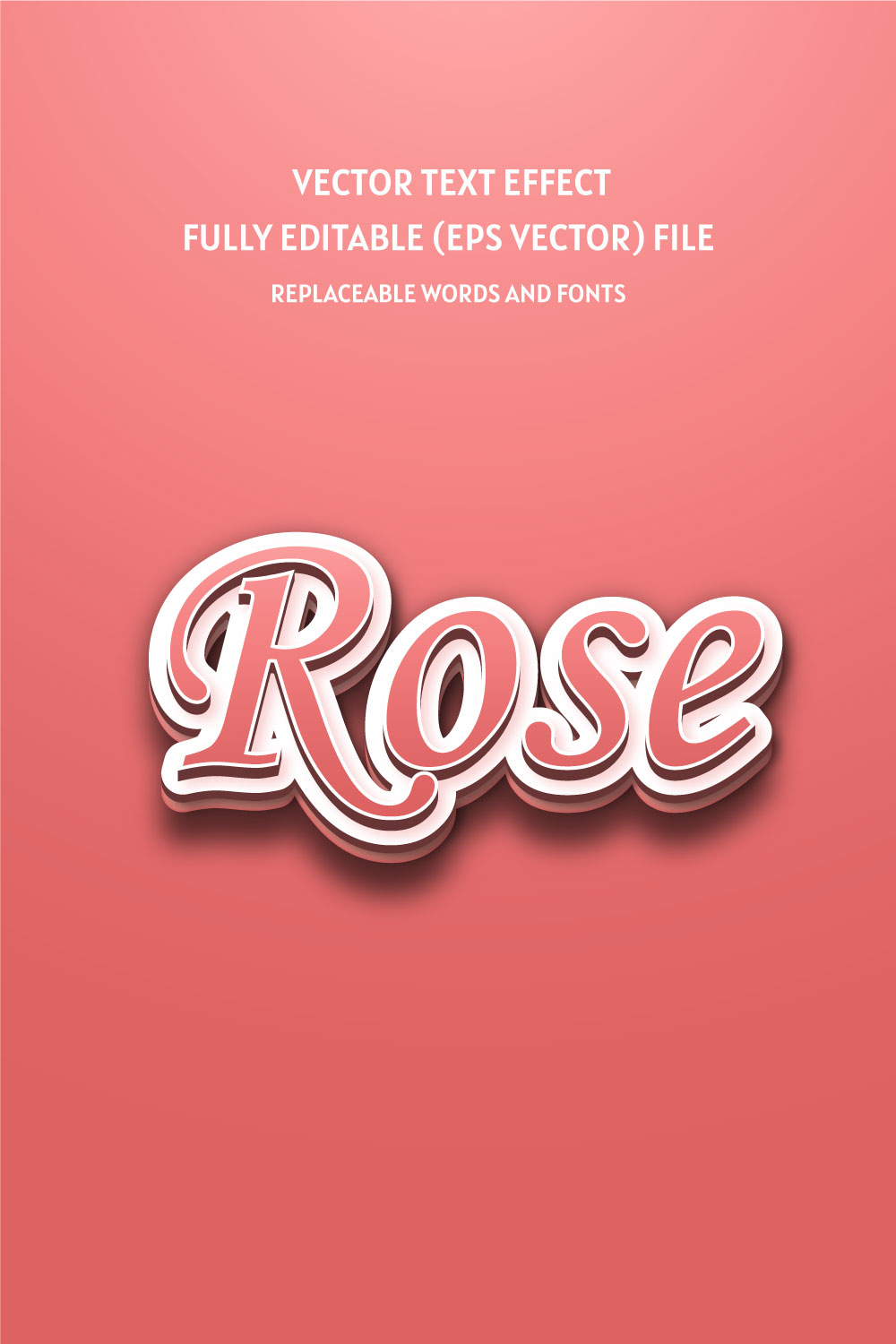 Rose 3d text style effect for eps vector text effect pinterest preview image.