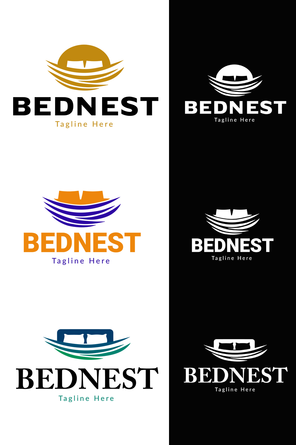 Minimal modern logo "bednest logo" pinterest preview image.
